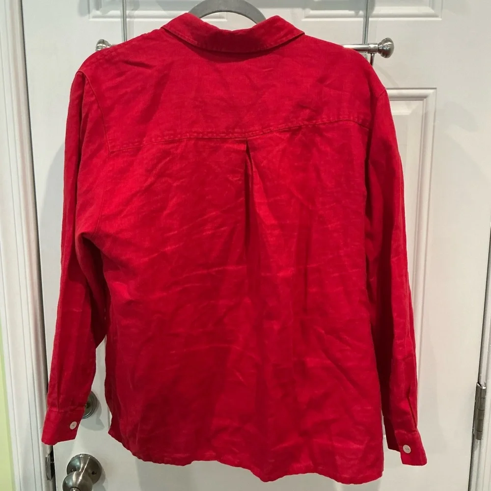 Studio Works Bold Red Linen Top - Picture 2 of 3